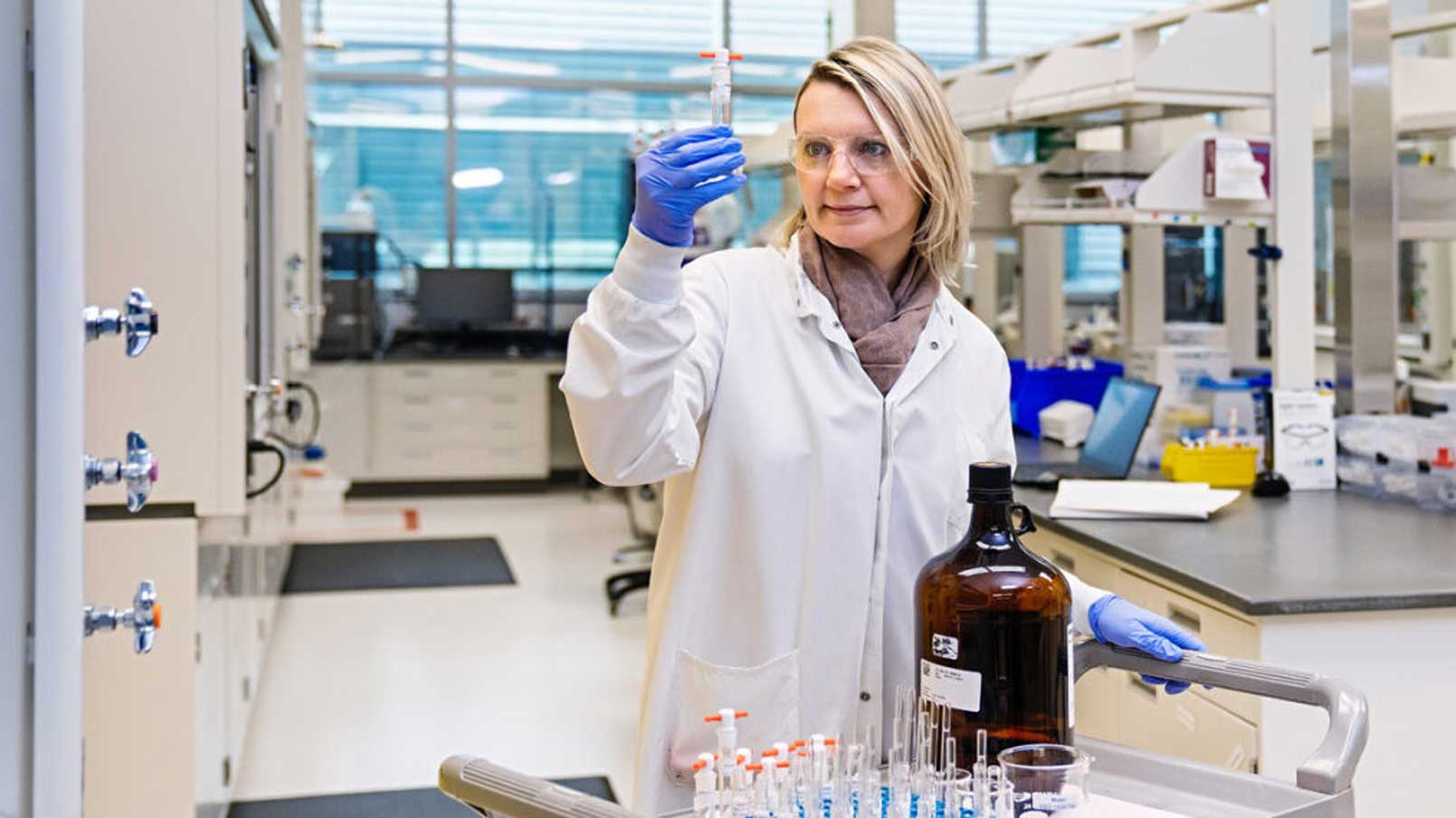 CSL employee in the lab