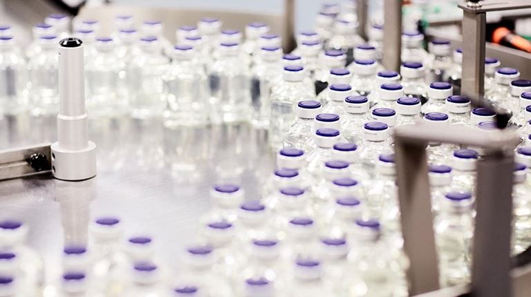Bottles with blue caps
